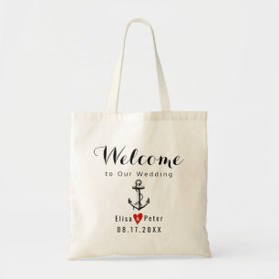 ankerbestemming bruiloft script welkom tote bag