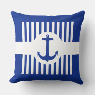 Ankerblauw & strepen + uw ideeën kussen