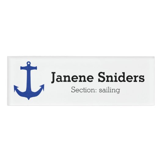 Ankerblauw + uw achtergrond en ideeën naambadge (Voorkant)