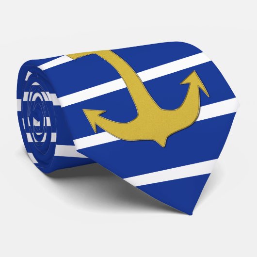 Ankergoud en -strepen + uw ideeën stropdas (Opgerold)