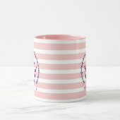 Ankerhartritmeroze strips Nautisch monogram Logo Mok (Midden)