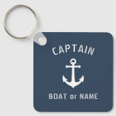 ankerkapitein Naam toevoegen of Boat Naam Blauw Sleutelhanger (Voorkant)