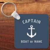 ankerkapitein Naam toevoegen of Boat Naam Blauw Sleutelhanger (Voorkant)