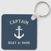 ankerkapitein Naam toevoegen of Boat Naam Blauw Sleutelhanger (Achterkant)