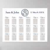 Ankermonogrammen, Nautical bruiloft Seating Chart Poster (Voorkant)