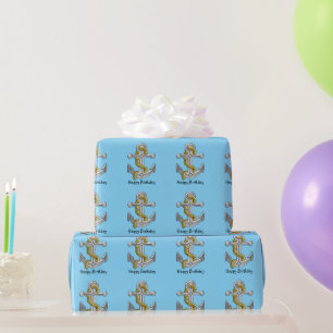 Ankerontwerp elke achtergrondkleur verjaardagscade cadeaupapier