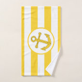 Ankerontwerp Geel Gestreept Bad Handdoek (Handdoek)