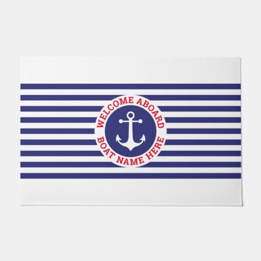 Ankerontwerp met strepen in nautische stijl deurmat (Voorkant)