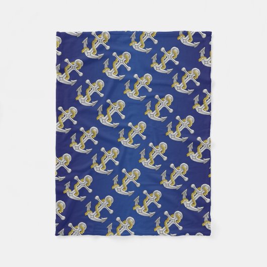 Ankerontwerp Navy Blue Fleece Deken (Voorkant)