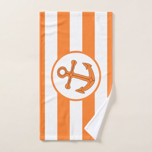 Ankerontwerp Sinaasappel Gestreept Bad Handdoek (Handdoek)