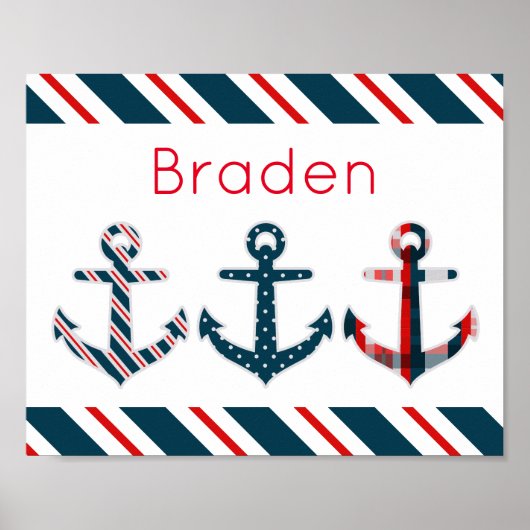 Ankerposter met zeevaartpatroon afdrukken poster (Voorkant)