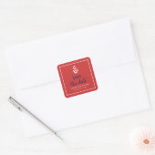 Ankerrood en blauw Manuscript sparen de Datum Vierkante Sticker (Envelop)