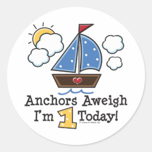 Ankers Aweigh Zeilboot 1e Verjaardag Stickers