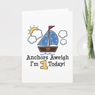 Ankers Aweigh Zeilboot 1e verjaardag Uitnodigingen