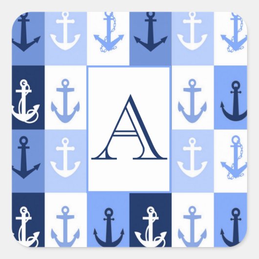 Ankers monogram vierkant sticker (Voorkant)