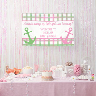 Ankers weg meisje nautische Baby shower Spandoek