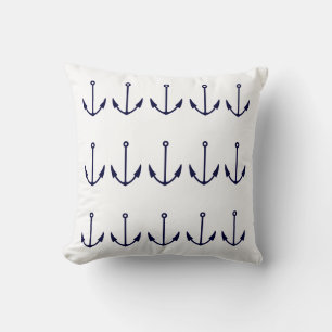 Ankerstrepen WHITE op NAVY BLUE PILLOW Kussen