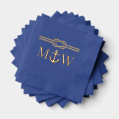 Ankertouw Knoop Grens Bruiloft 2 Initiaal Monogram Folie Servetten (Insitu (Gestapeld))