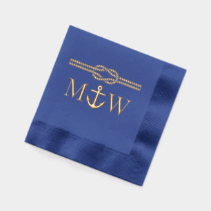Ankertouw Knoop Grens Bruiloft 2 Initiaal Monogram Folie Servetten