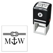 Ankertouw Knoop Grens Bruiloft 2 Initiaal Monogram Zelfinktende Stempel (In situ)