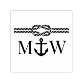 Ankertouw Knoop Grens Bruiloft 2 Initiaal Monogram Zelfinktende Stempel (Design)