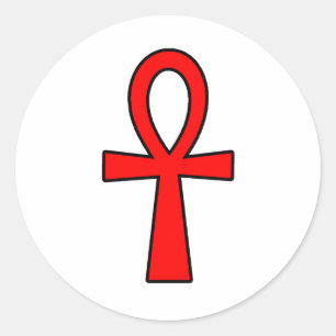Ankh Egyptian Hieroglyphic Symbols Life Key Red Ronde Sticker