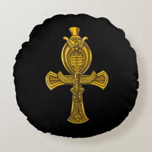 Ankh Eye of Horus Ancient Egyptian Sacred Symbol Rond Kussen