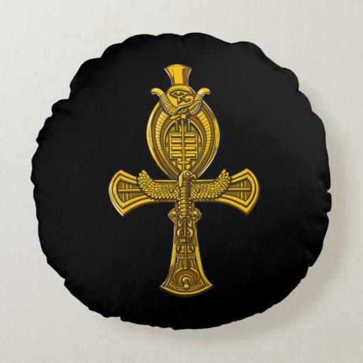 Ankh Eye of Horus Ancient Egyptian Sacred Symbol Rond Kussen (Voorkant)