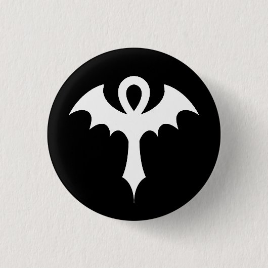 Ankh met BBT Wings Ronde Button 3,2 Cm (Voorkant)