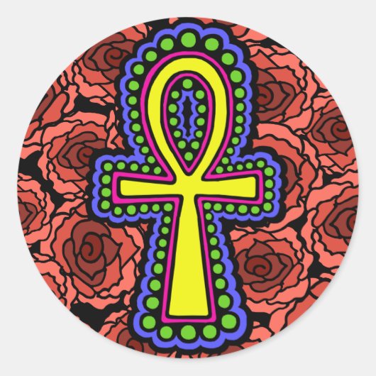 Ankh met Rozen Sticker (Voorkant)