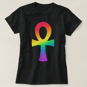 Ankh Rainbow Swirl Pattern T-Shirt