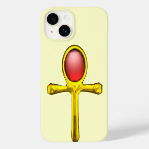 ANKH, RED TALISMAN/GOLD EGYPTIAN JEWEL Cream Case-Mate iPhone 14 Hoesje