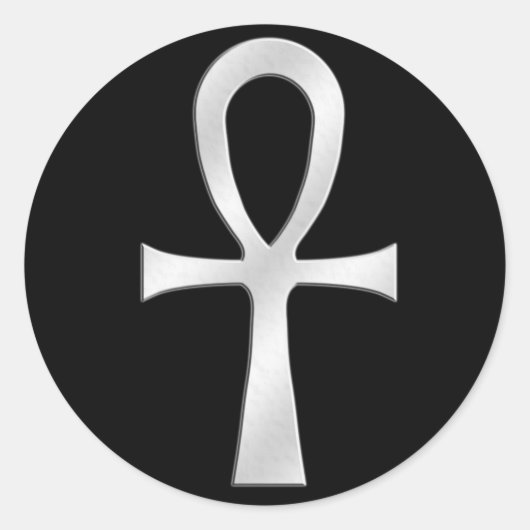 Ankh Silver Ronde Sticker (Voorkant)