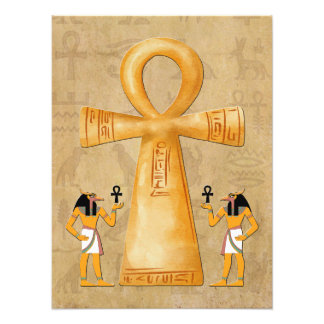 Ankh Sleutel Van Leven Op Hieroglyf Foto Afdruk