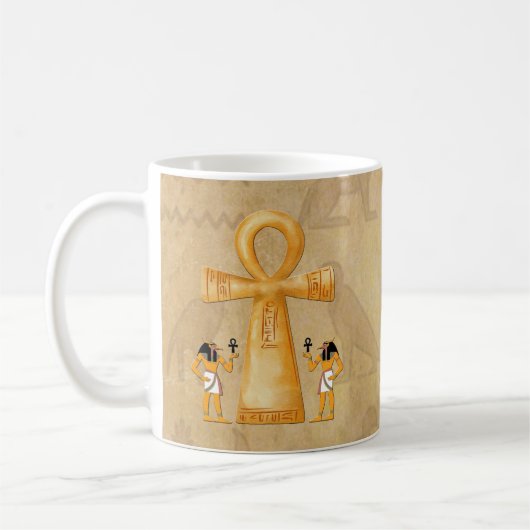 Ankh Sleutel Van Leven Op Hieroglyf Koffiemok (Links)