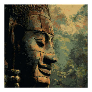 Ankor Thom Cambodja Oude Jungle Standbeeld Poster Perfect Poster