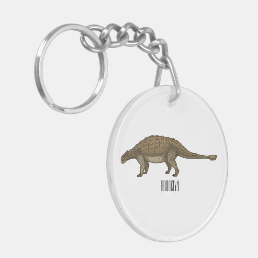 Ankylosaurus cartoon illustratie sleutelhanger (Voorkant Links)