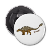 Ankylosaurus gepantserde dinosaurus illustratie button flesopener (Voorkant)