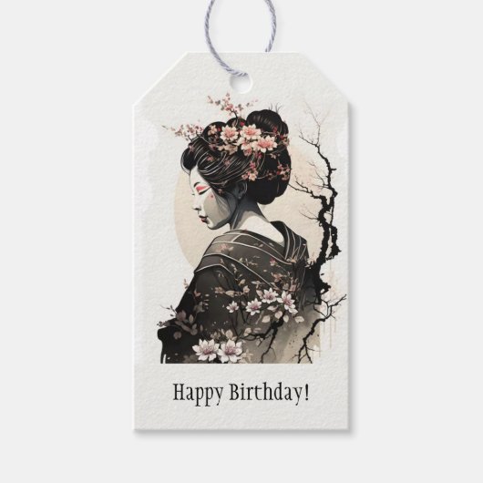 Anmutige japanische Geisha - Cadeaulabel (Voorkant)