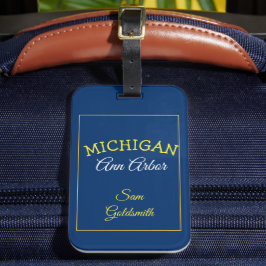 Ann Arbor Michigan Blauw en maïs Bagagelabel