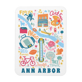 Ann Arbor Michigan Kaart Favoriete dingen Magneet
