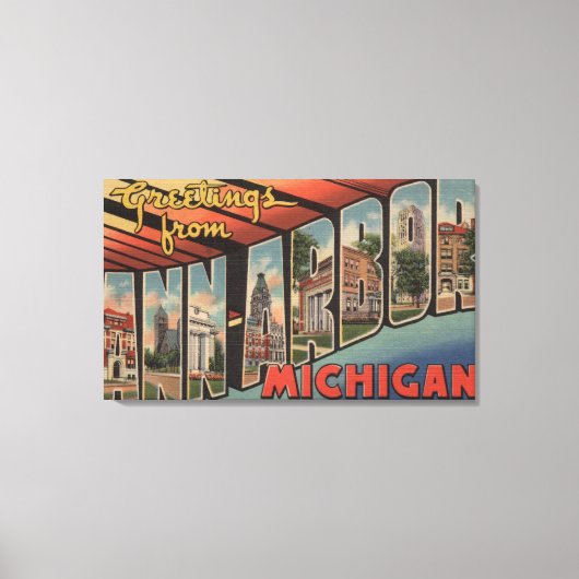 Ann Arbor, Michigan - Large Letter Scenes Canvas Afdruk (Voorkant)