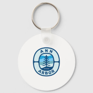 Ann Arbor Michigan Mi Retro Winter Bos Souvenir Sleutelhanger