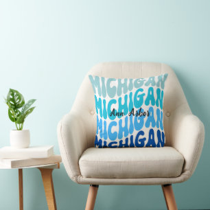 Ann Arbor, Michigan Pillow die blauw herstelt Kussen