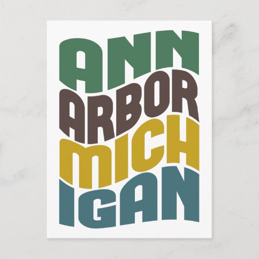 Ann Arbor Michigan Retro Wave Briefkaart (Voorkant)