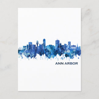 Ann Arbor Michigan Skyline Blue Feestdagenkaart