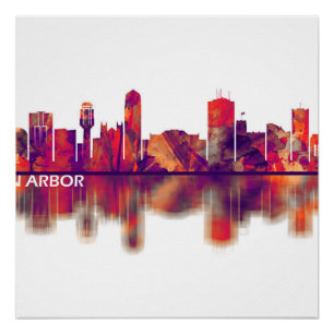 Ann Arbor Michigan Skyline Perfect Poster