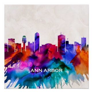 Ann Arbor Skyline Perfect Poster