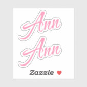 Ann Decoratieve Naam in Roze x2 Sticker (Vel)