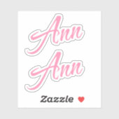 Ann Nom décoratif en rose x2 Sticker (Feuille)